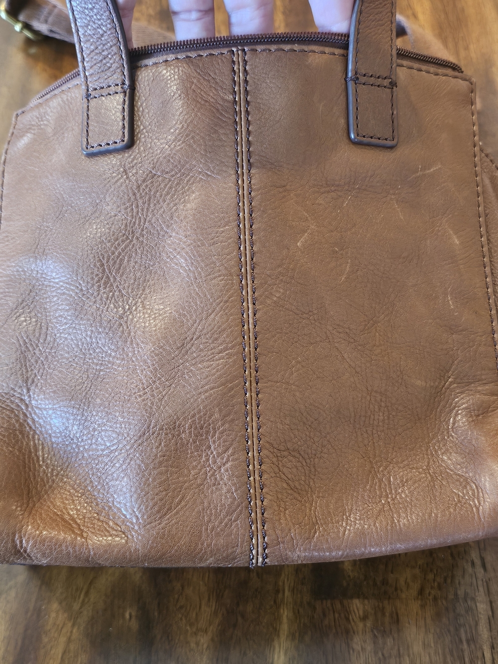 Fossil Brown Leather Satchel Crossbody Bag - Picture 4 of 10